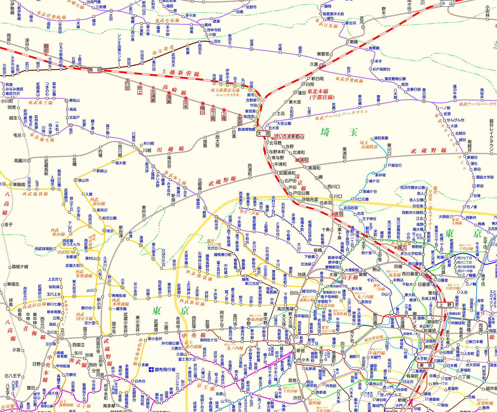 さいたま新都心駅ＪＲ高崎線：路線図／ホームメイト