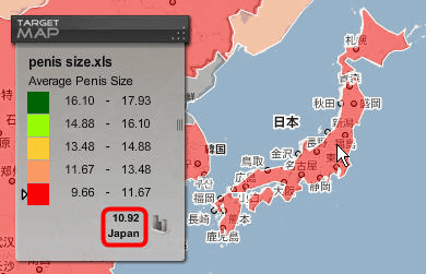 男性器のサイズで色分けした世界地図 - GIGAZINE