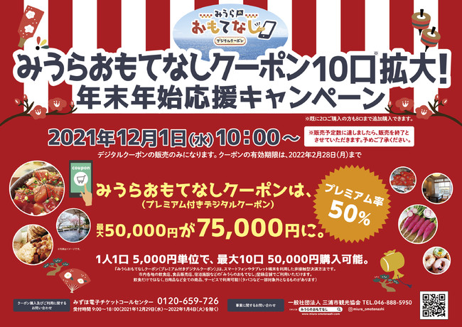 みうらおもてなしデジタルクーポン2023 プレミアム率20％ |